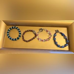 (4) Handcrafted Swarovski Crystal and bead bracelets